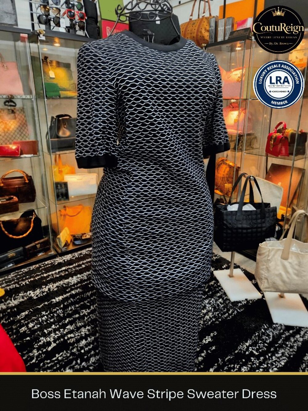 BOSS Etanah Wavy Stripe Sweater Dress